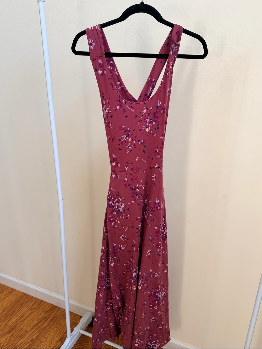 NWOT Pact organic cotton fit and flare midi dress Dotted Spray Mauve Sz S - Picture 3 of 7